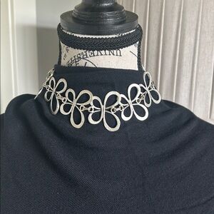 Elegant Sterling Silver Plated Floral Choker Necklace